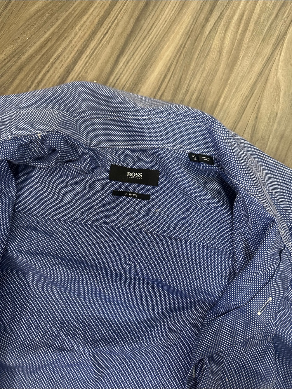 BOSS Men’s Blue Textured Long-Sleeve Dress Shirt - Picture 14 of 14